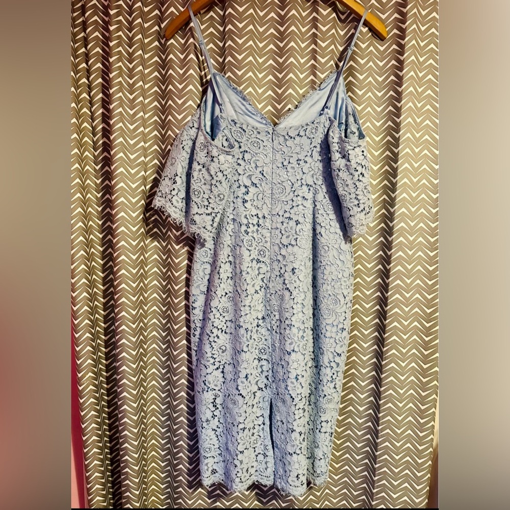 Bardot | Karlie Powder Blue Lace Cold Shoulder Dress, Size US6 - Picture 6 of 8